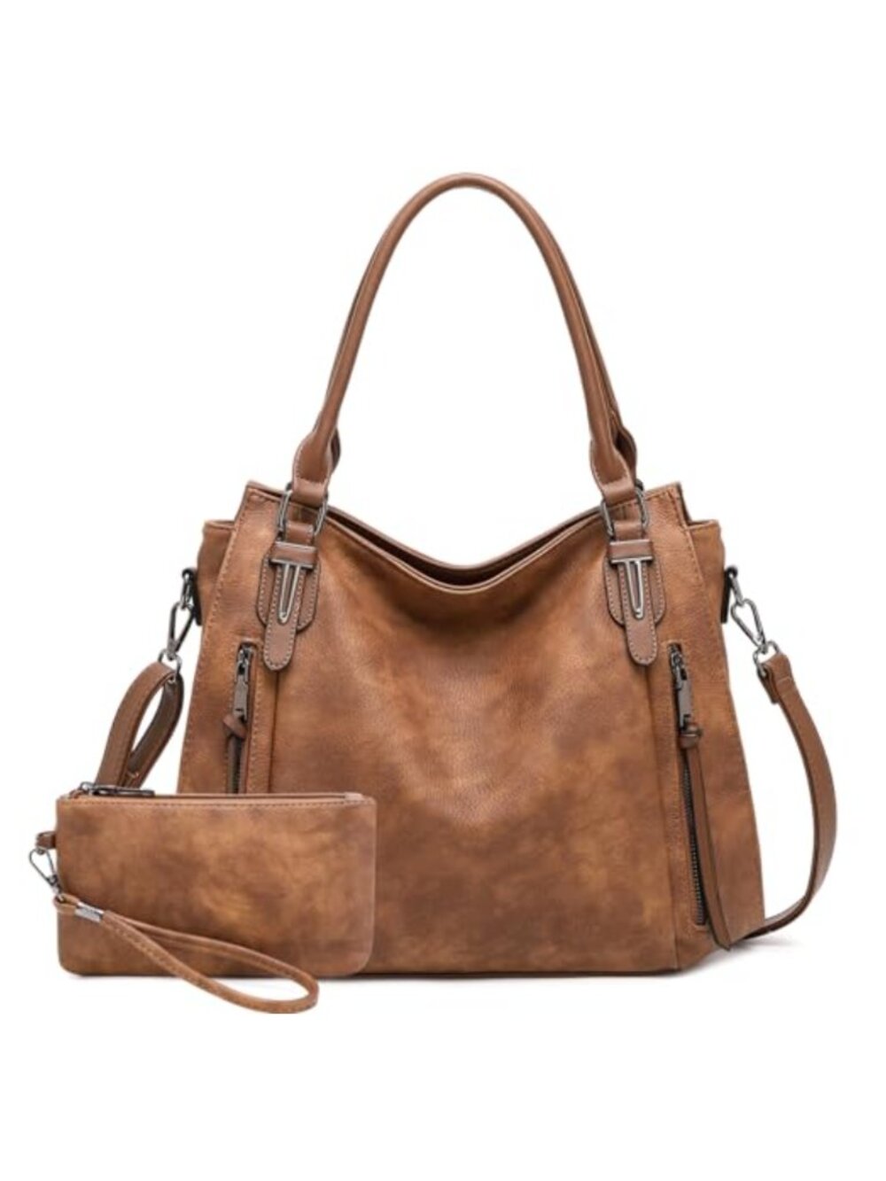 Vegan Leather Hobo Shoulder Bag Crossbody Purse with Wallet Large
